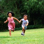 Brother and Sister Running